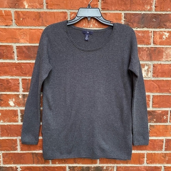 Gap Womens Medium Gray Ribbed Knit Pullover Tunic Sweater Minimalist Capsule - Picture 9 of 9